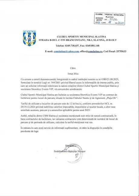 Foto „Gaura neagră” CSM Slatina, contract cu firma familiei care controlează pieţele din Slatina