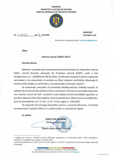 Răspunsul oficial transmis de DGPI