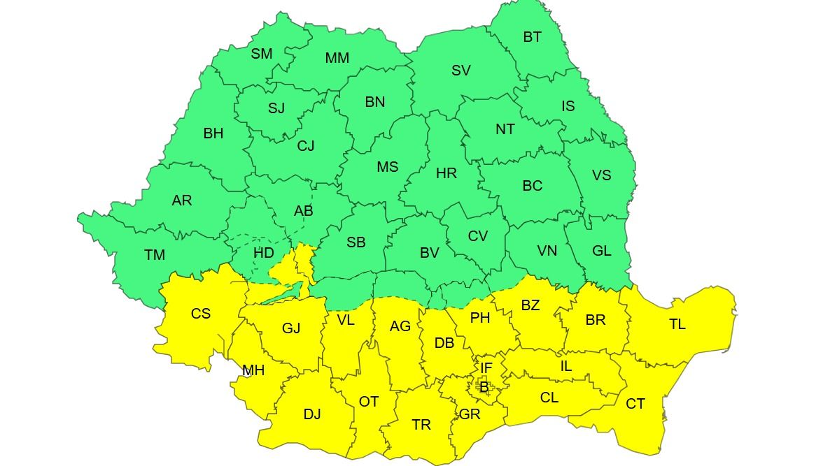 Alertă de vânt puternic în județul Olt, valabilă până sâmbătă seară